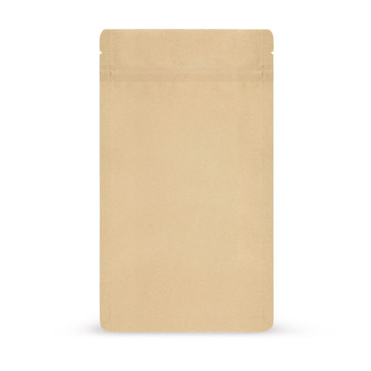Doypack kraft in materiali biodegradabili — Vista principale del sacchetto con finitura kraft di Elke Plastic