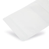 Doypack kraft con finestra trasparente bianco — Vista dettaglio della finestra trasparente per la presentazione del contenuto